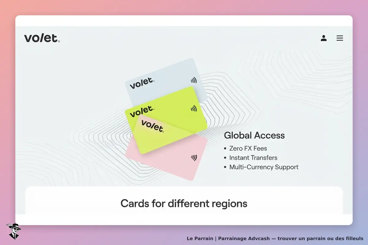 Advcash : volet : trois cartes de paiement colorées sur un fond clair, avec des éléments textuels