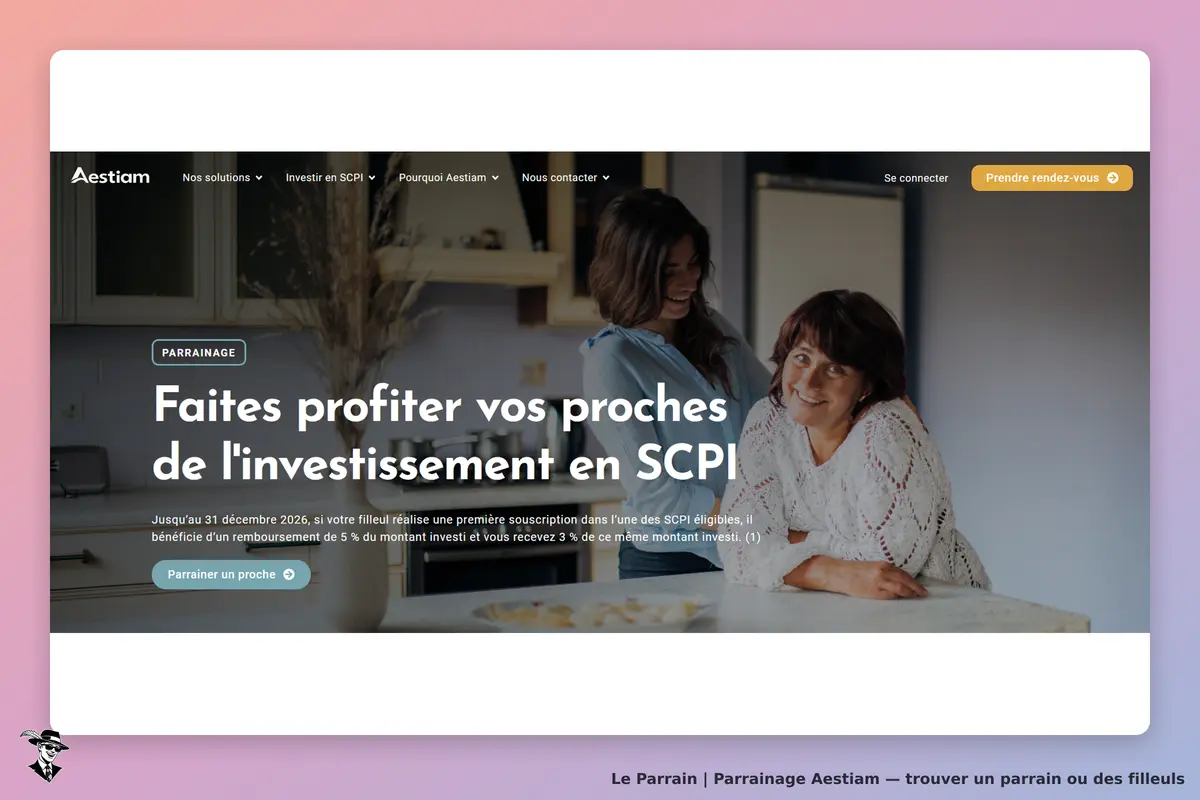 Aestiam : page d'accueil avec deux femmes souriantes autour d'une table en cuisine