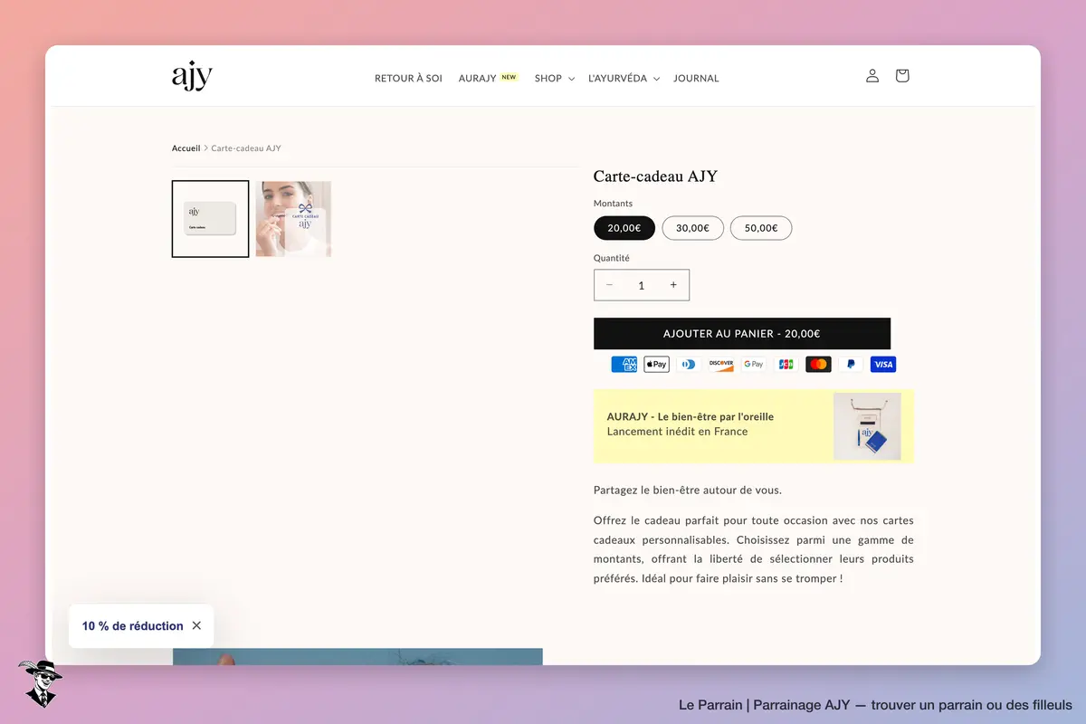 Page produit de AJY