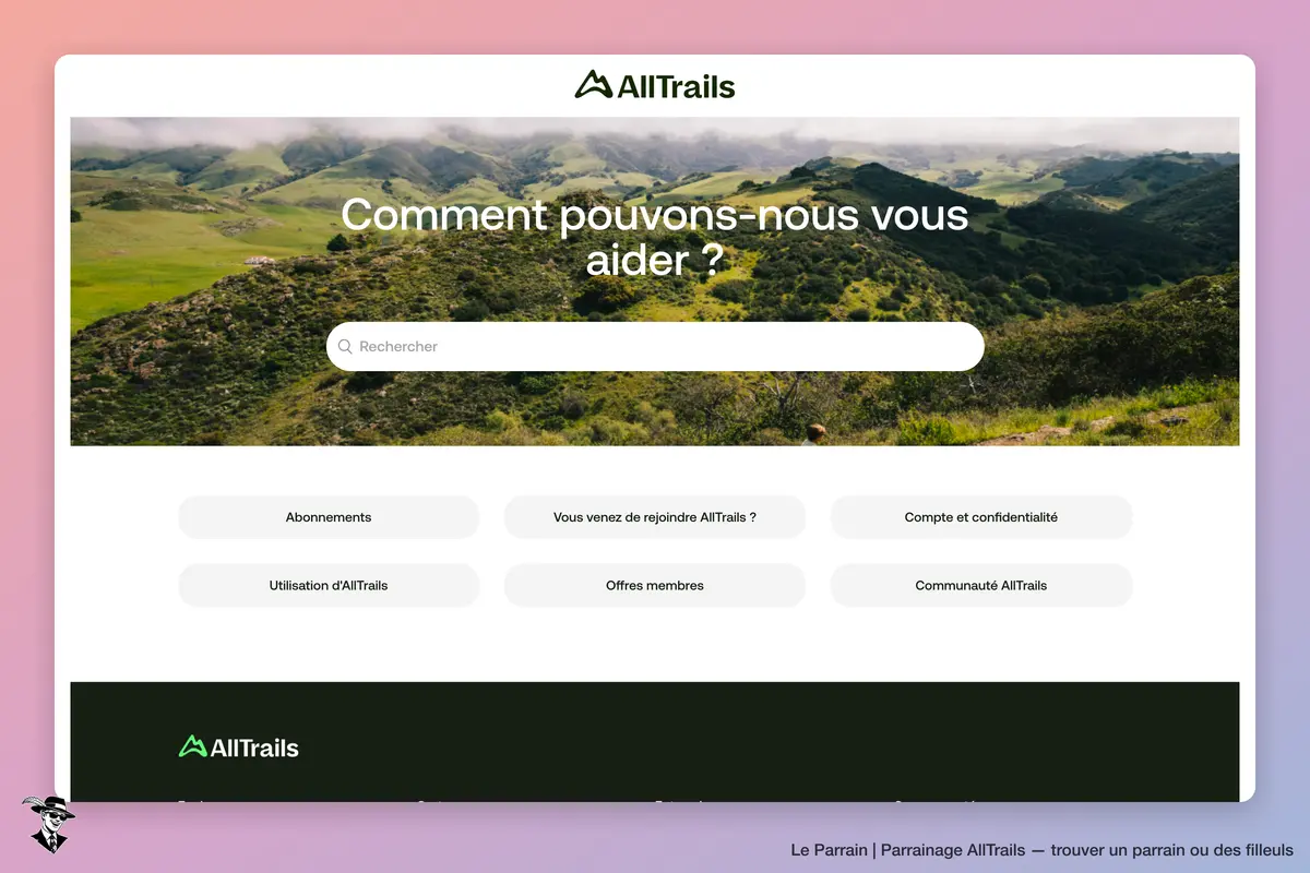 Page d'accueil de AllTrails