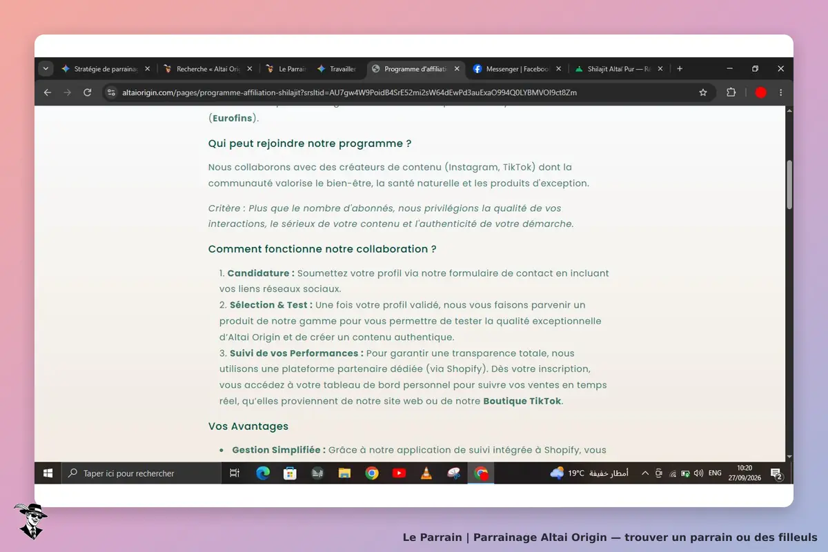 Altai Origin : texte explicatif sur le programme de partenariat et ses étapes de collaboration