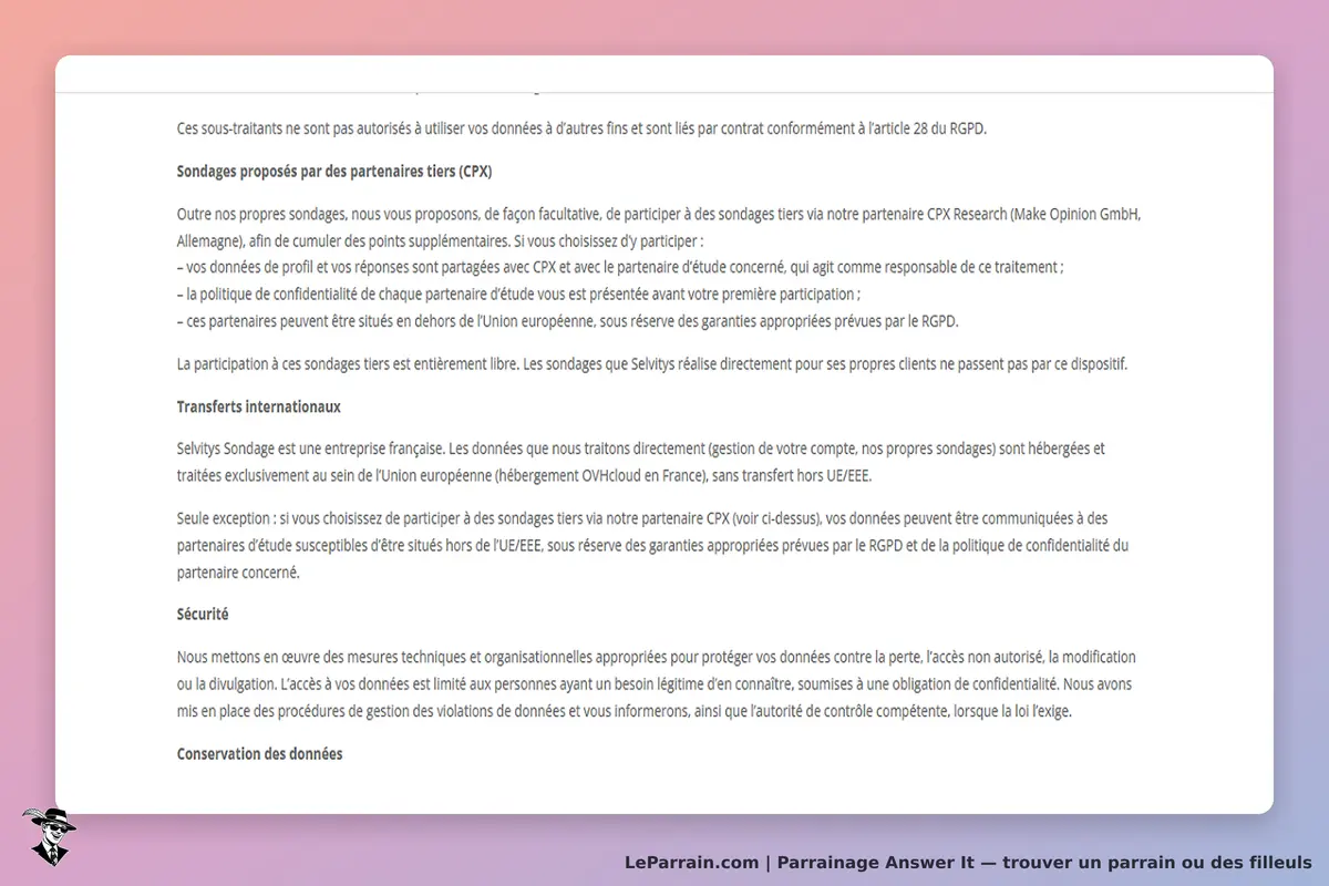 Answer It : texte sur les sondages et la sécurité des données personnelles