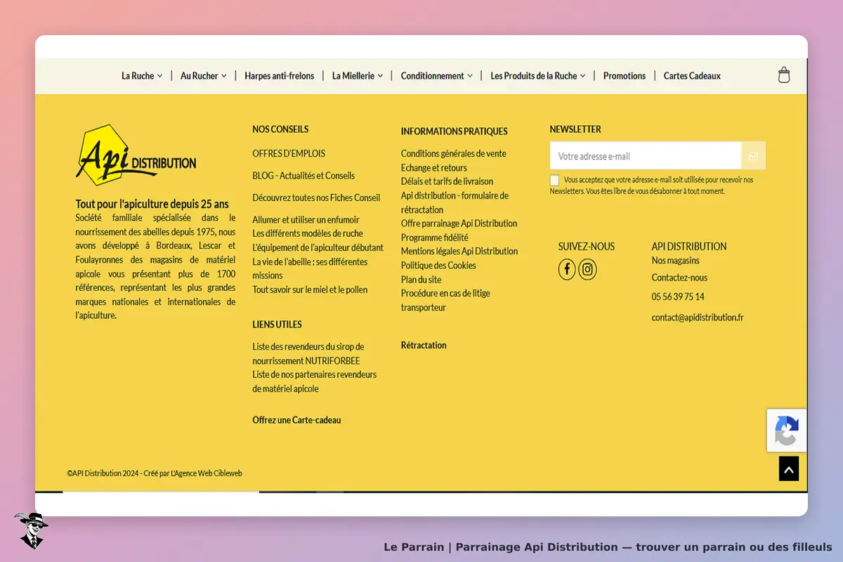 Api Distribution : page d'accueil avec informations et liens utiles sur l'apiculture
