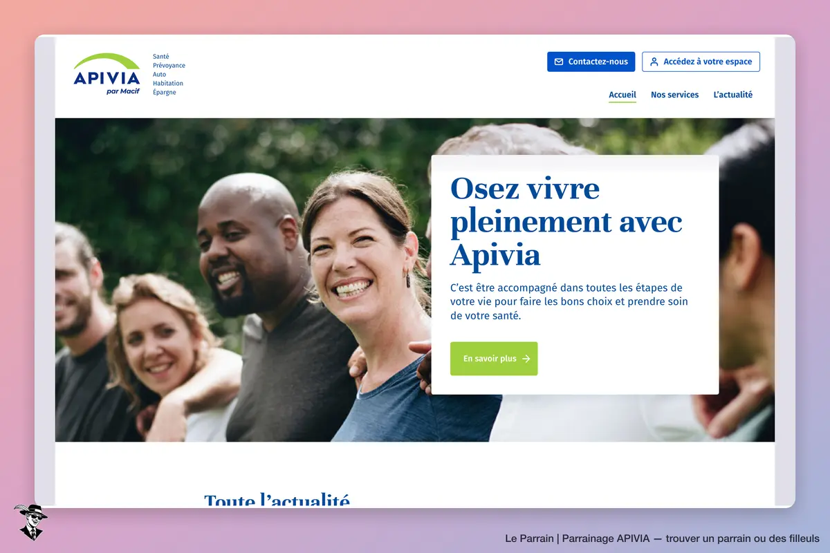 Page d'accueil de APIVIA