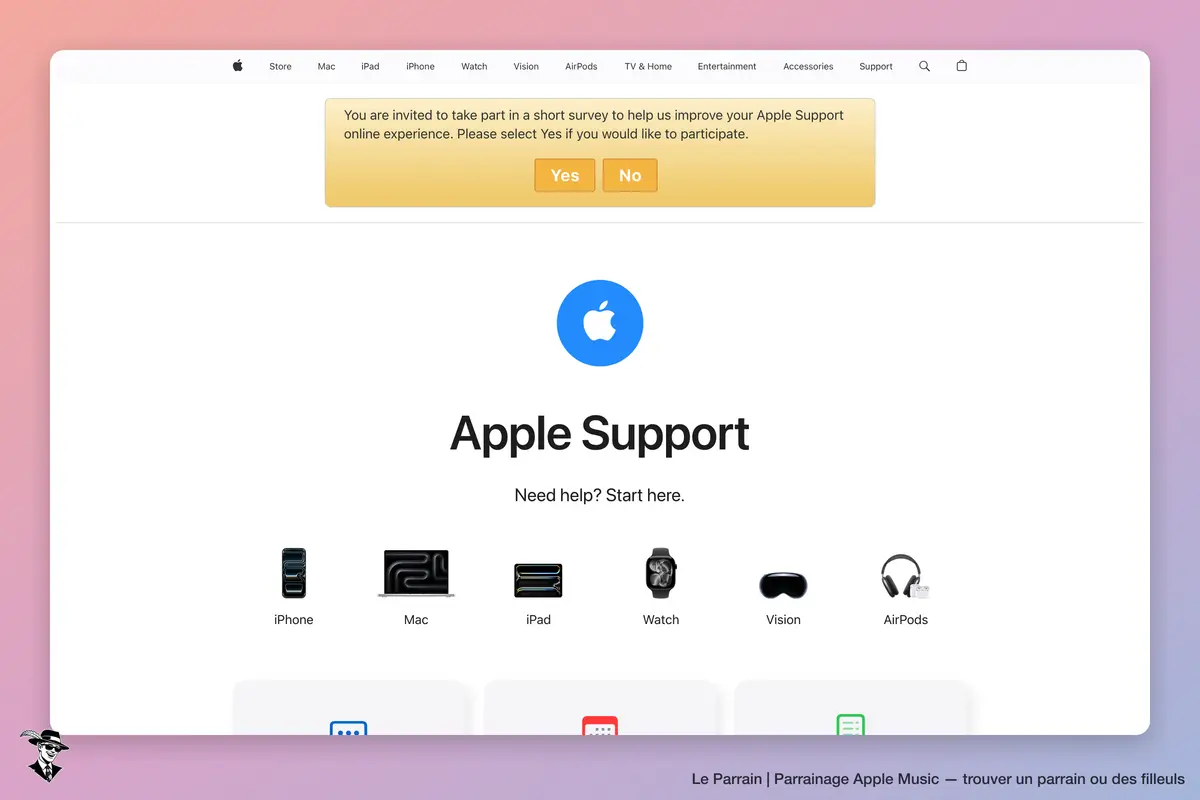 Page d'accueil de Apple Music