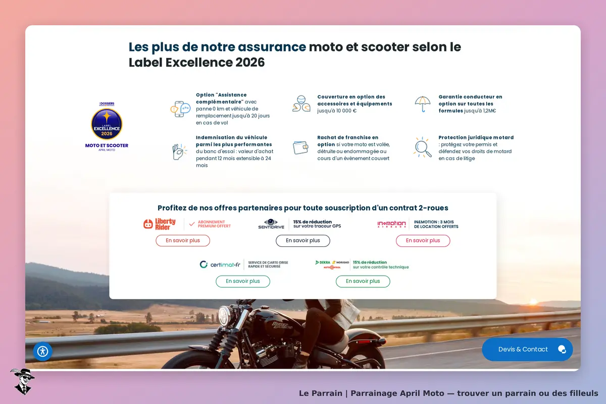 April Moto : page d'accueil avec informations sur l'assurance moto et scooter et offres partenaires