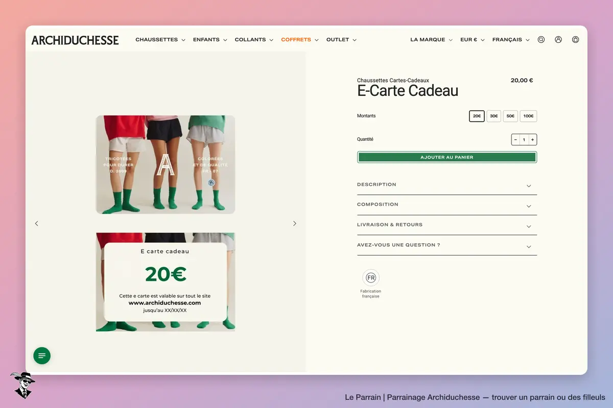 Page produit de Archiduchesse