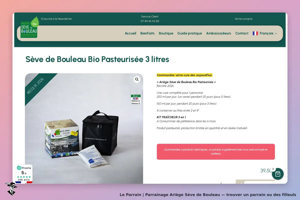 Ariège Sève de Bouleau : présentation d'un produit de sève de bouleau bio en boîte et sac
