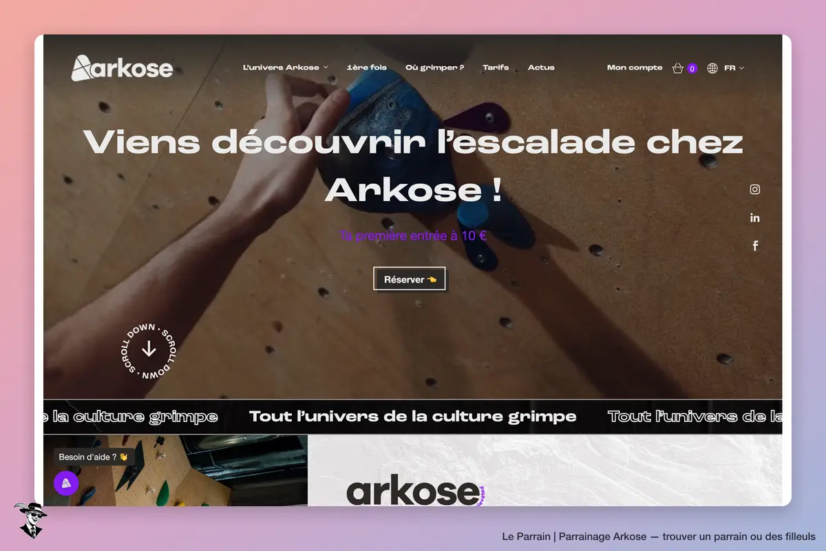 Page d'accueil de Arkose