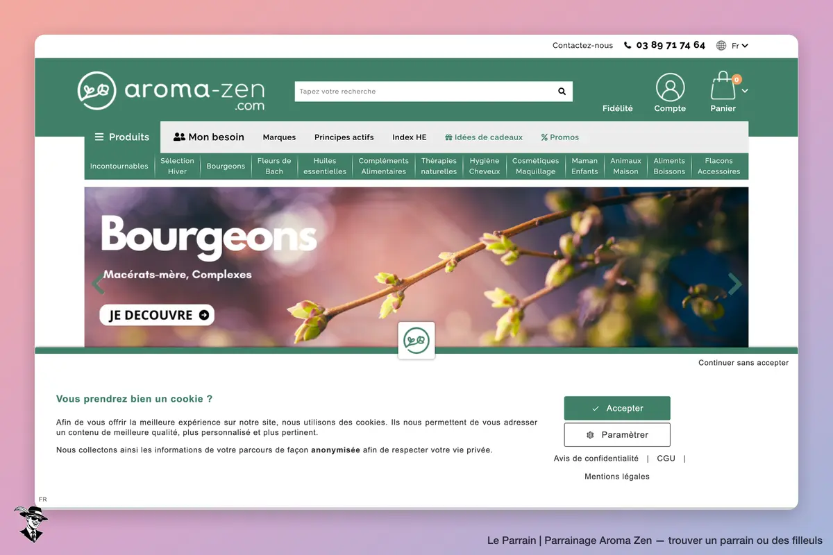 Page d'accueil de Aroma Zen