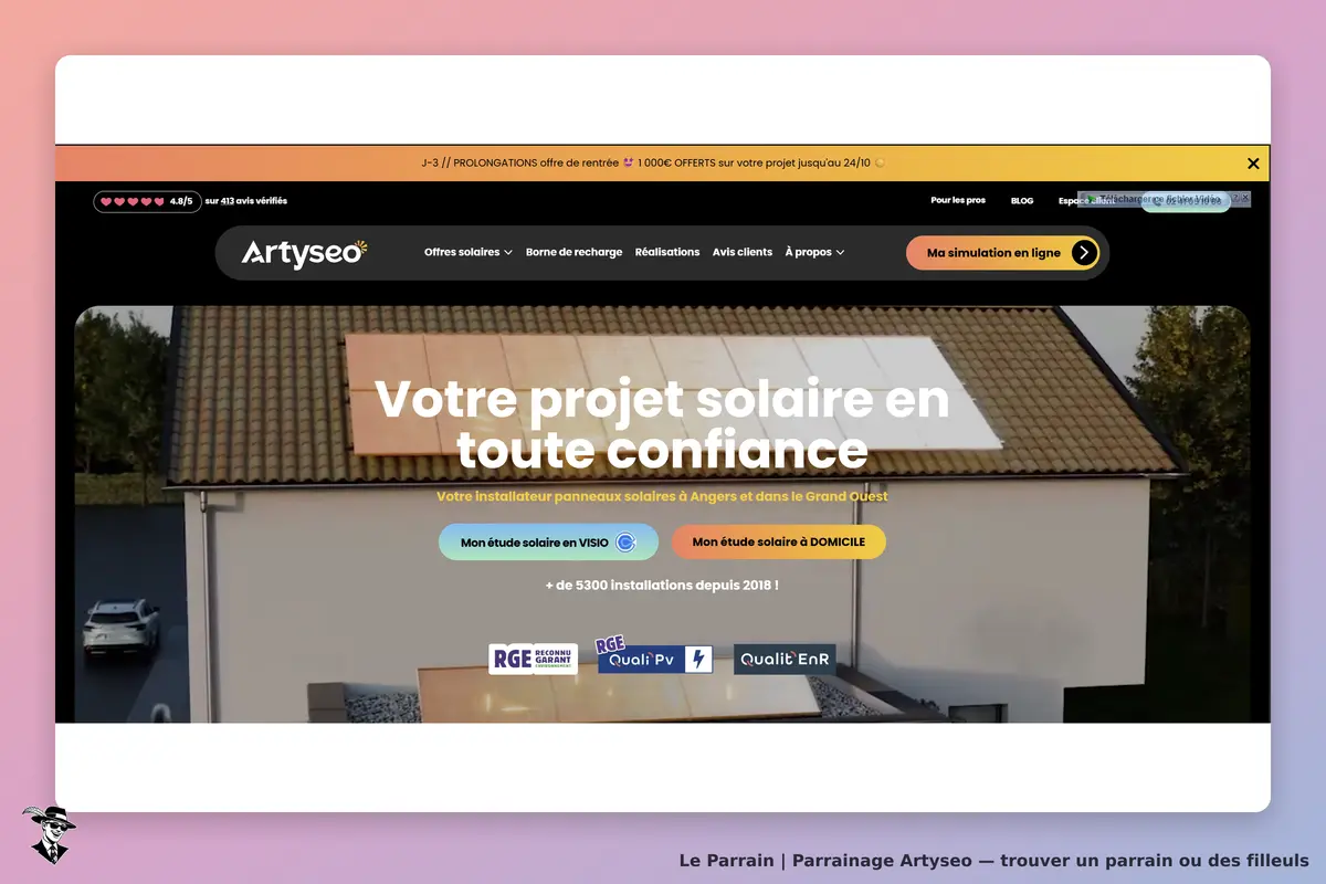 il montre la page d'acceuille du site