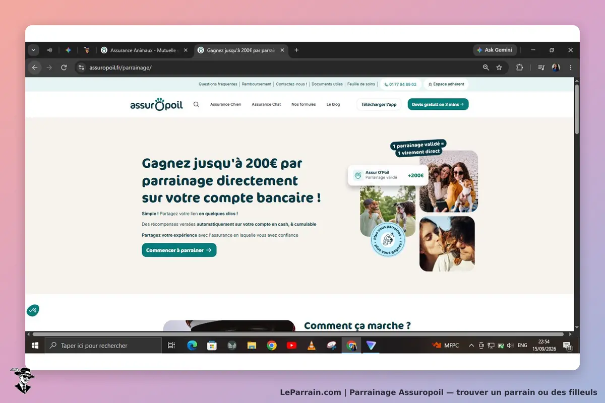 Assuropoil : assurO'Poil : page d'accueil avec informations sur le parrainage et images d'animaux