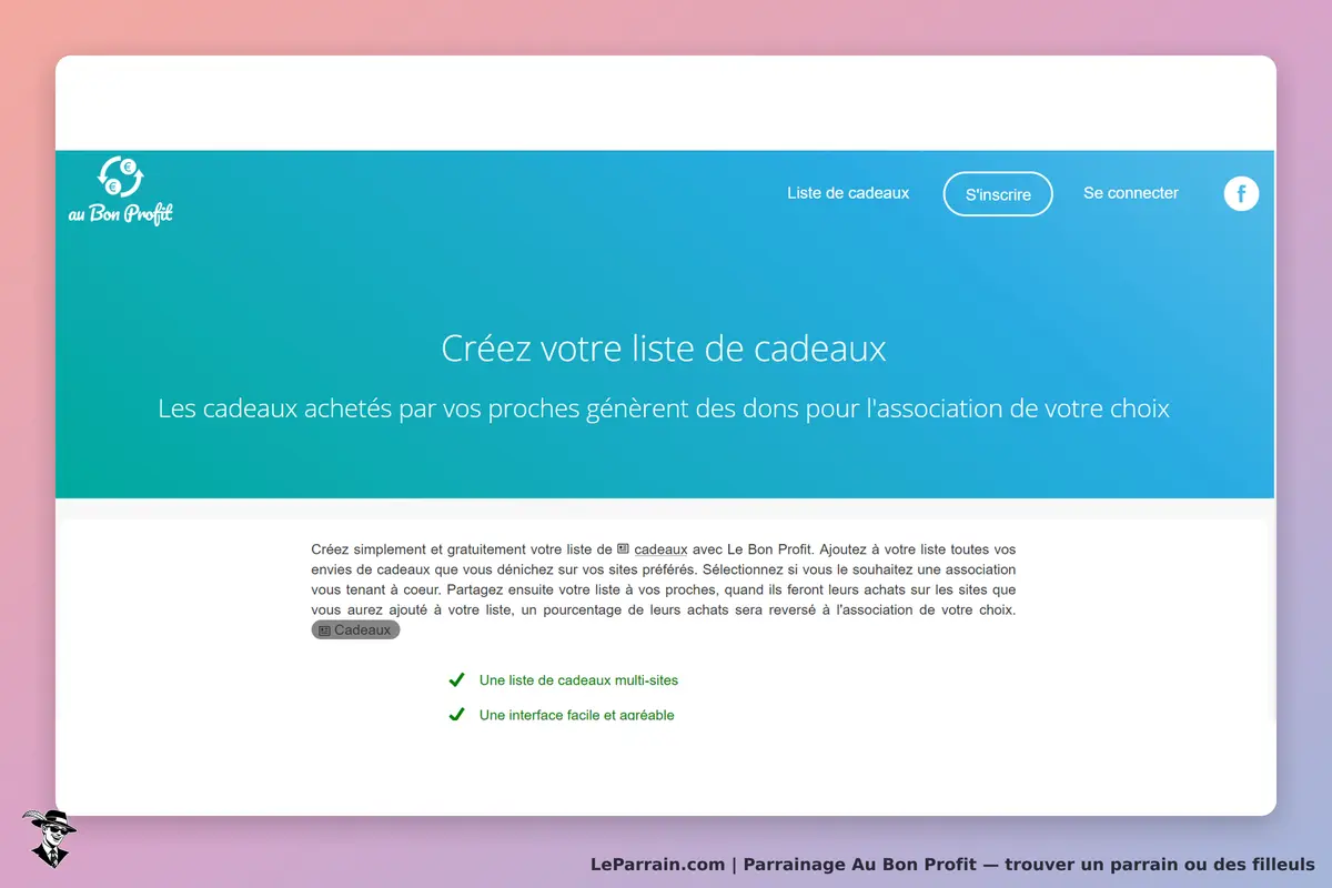 Au Bon Profit : page d'accueil avec formulaire pour créer une liste de cadeaux