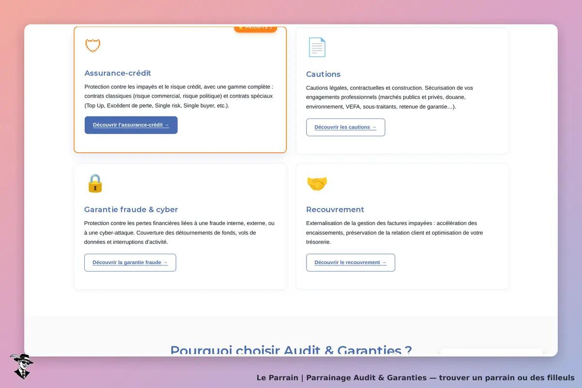 Capture d'écran de Audit & Garanties