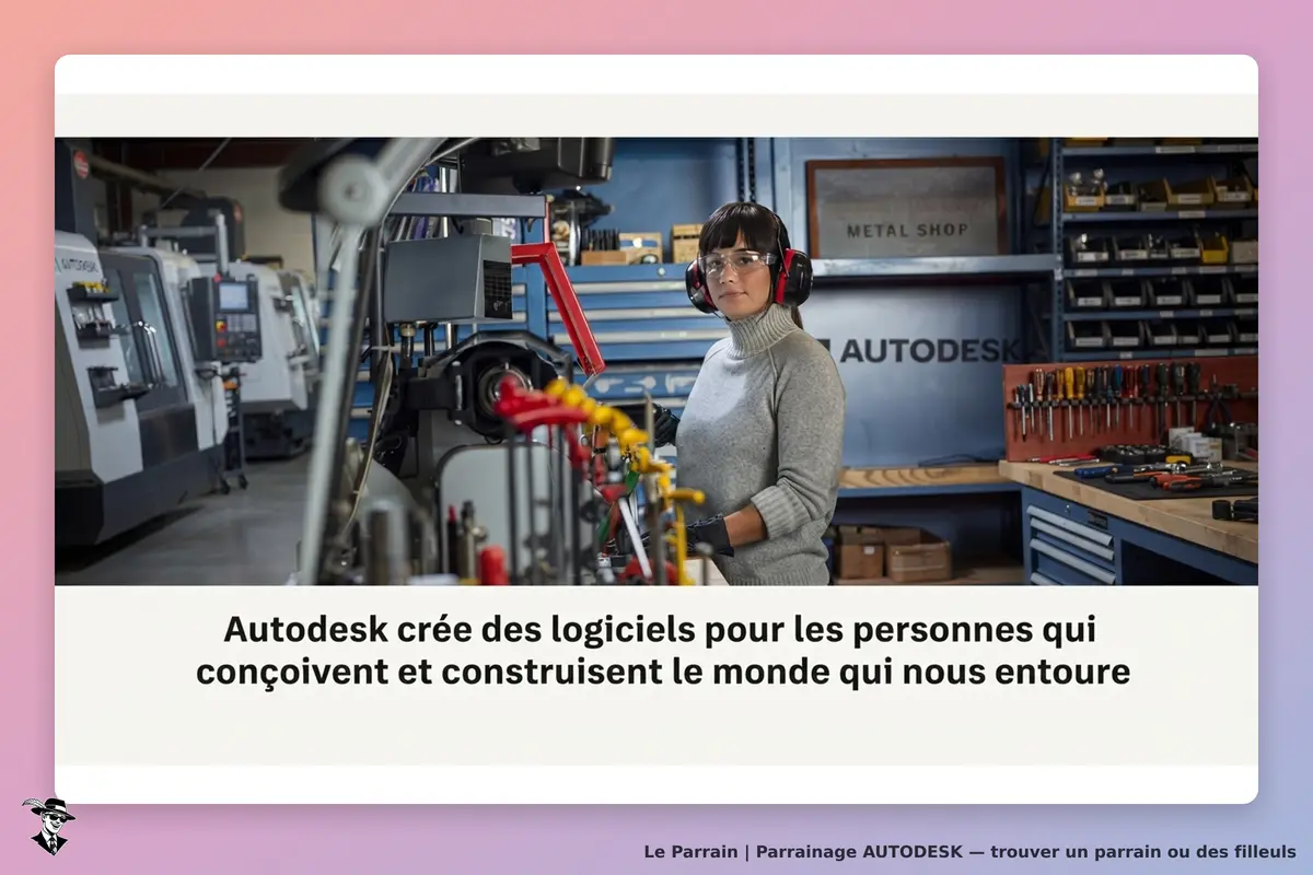 AUTODESK : femme dans un atelier, entourée d'outils et de machines, portant des protections