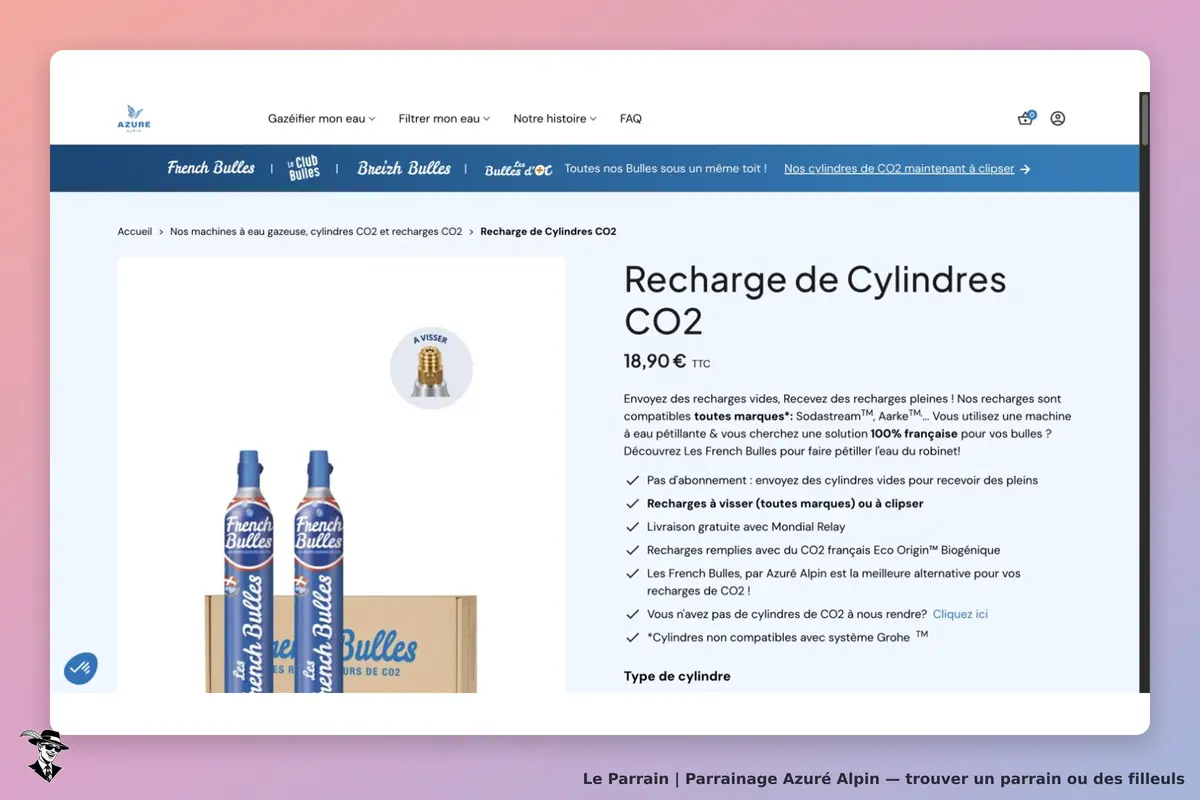 Azuré Alpin : page officielle du service de recharge de cylindres CO₂.