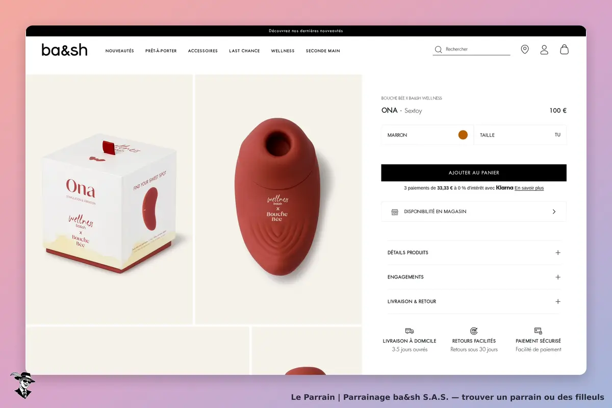 ba&sh S.A.S. : ba&sh : produit Ona présenté avec emballage, options de couleur et taille sur la
