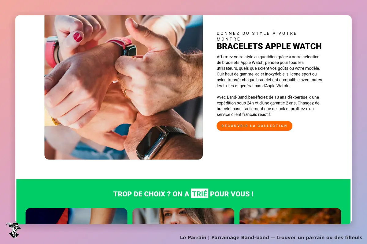 Band-band : plusieurs bras portant des bracelets Apple Watch colorés sur fond flou