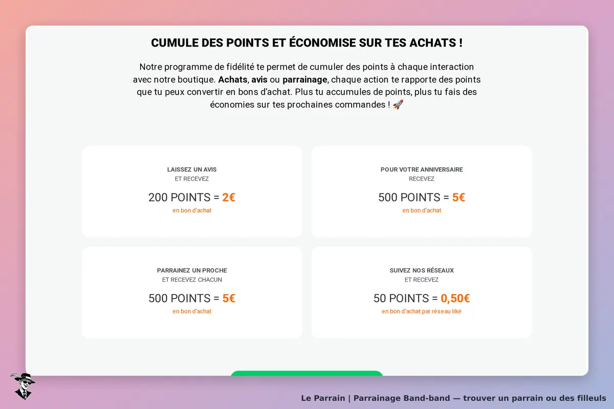 Band-band : section sur le cumul de points et économies avec diverses actions affichées