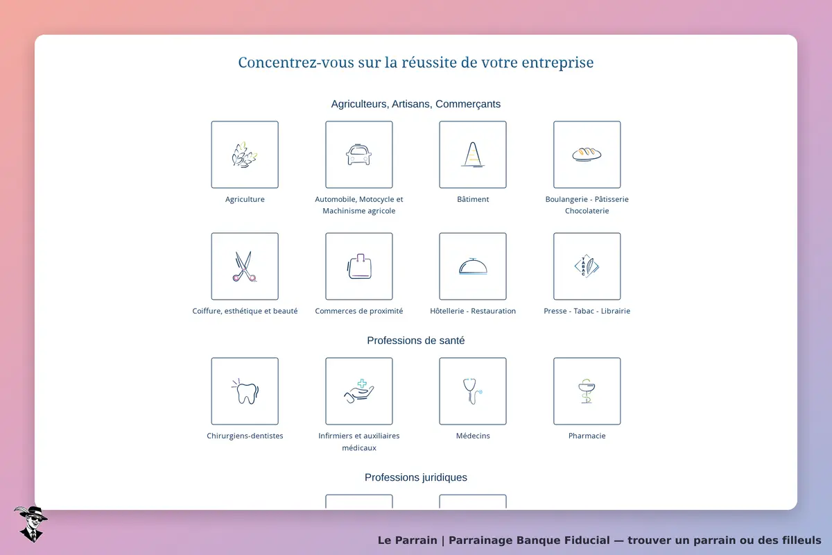 Banque Fiducial : catégories pour les professionnels, incluant agriculture, santé et juridiques