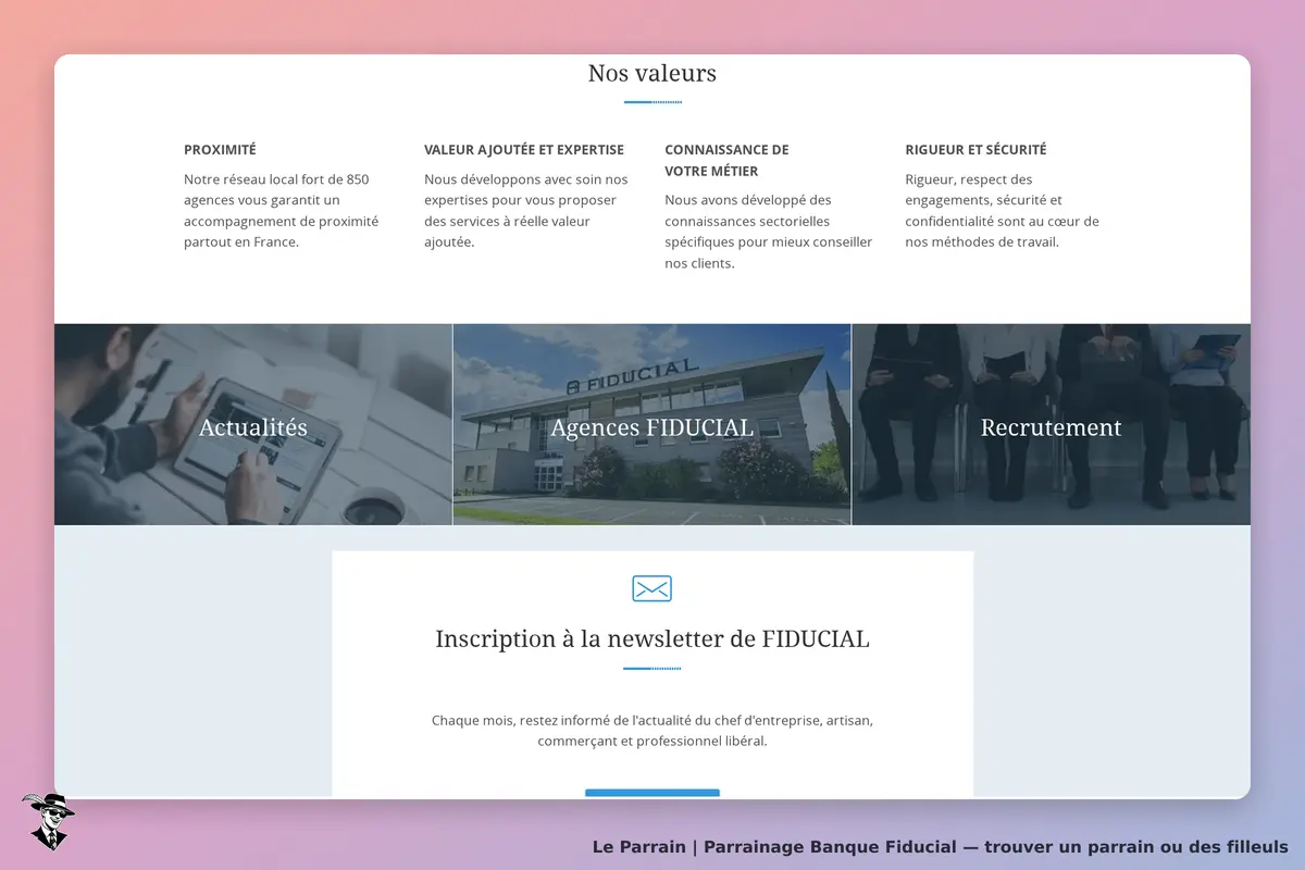 Banque Fiducial : valeurs de proximité, expertise, connaissance métier et inscription à la