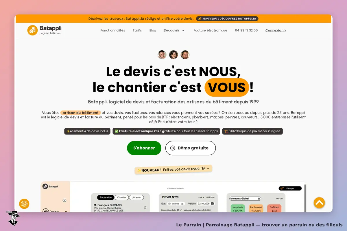 Page d'accueil de Batappli