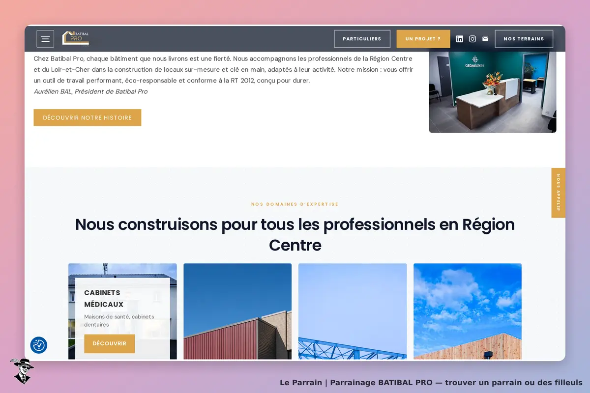BATIBAL PRO : page d'accueil présentant des projets de construction pour professionnels en Région