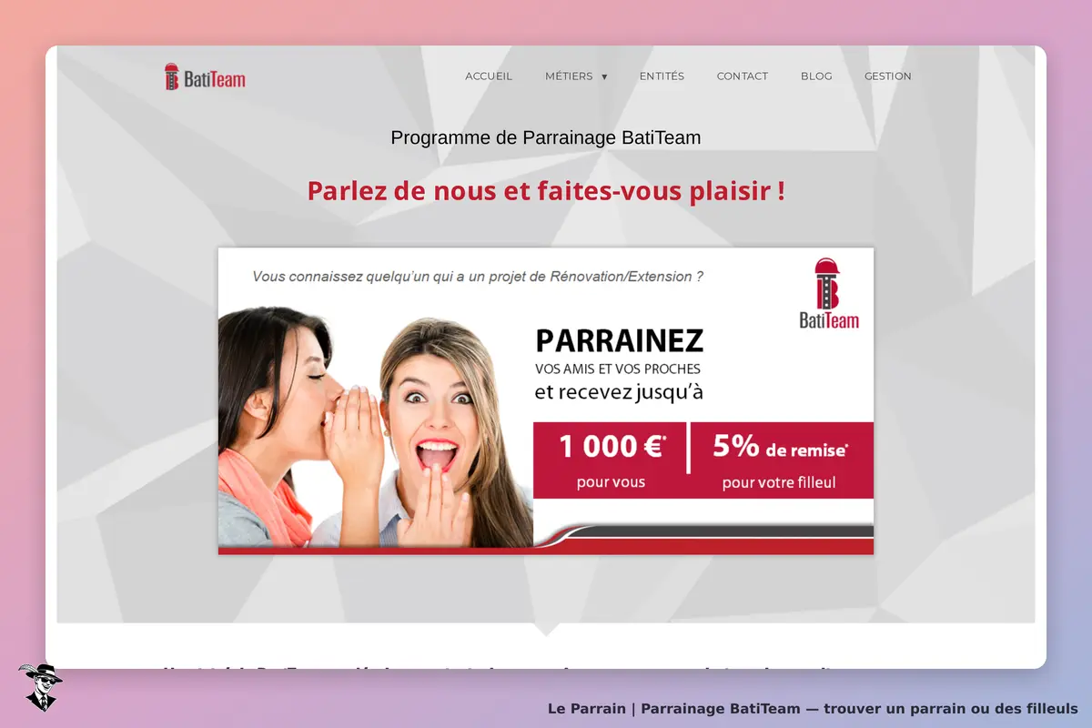 Page parrainage de BatiTeam