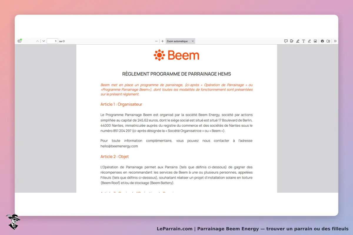 Beem Energy : beem : règlement du programme de parrainage HEMS avec articles et informations de