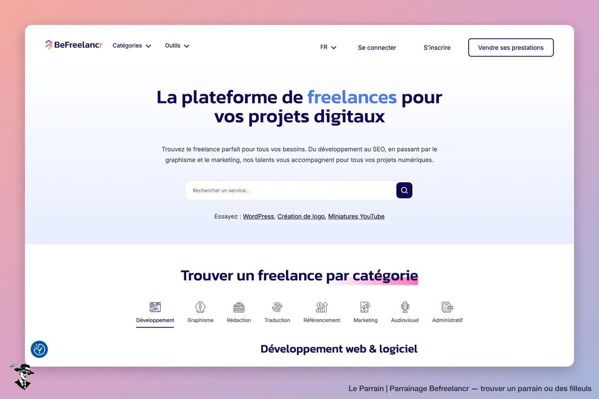 Page d'accueil de Befreelancr