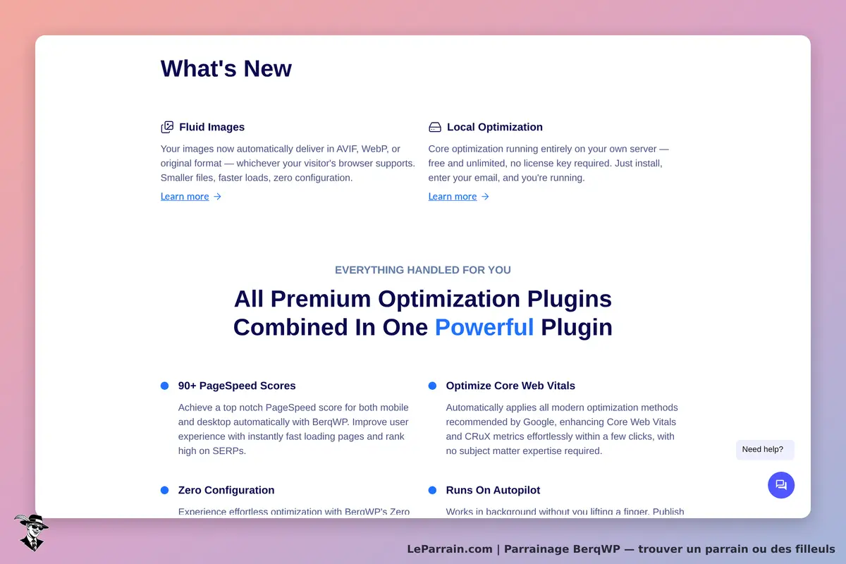 Nouveautés BerqWP : optimisation d'images et plugins pour améliorer la vitesse de chargement.