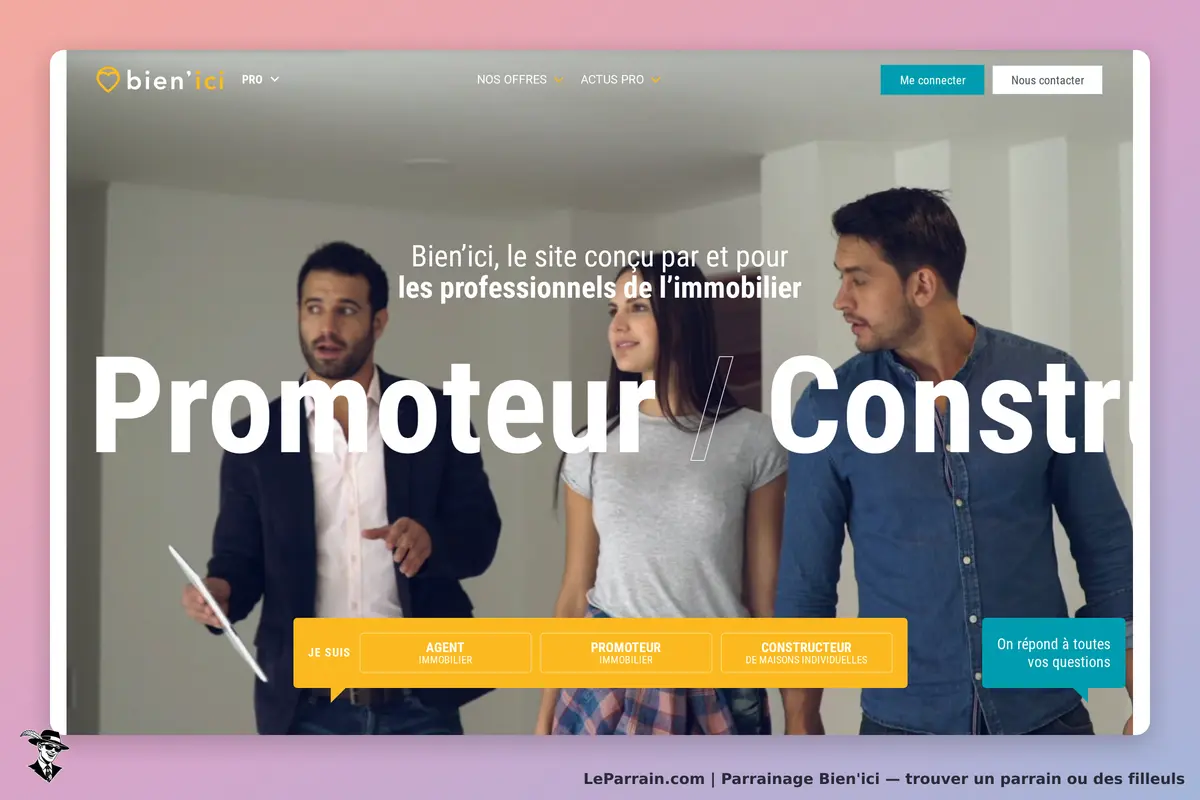 Professionnels de l'immobilier discutant sur le site Bien'ici. Solutions et offres proposées.