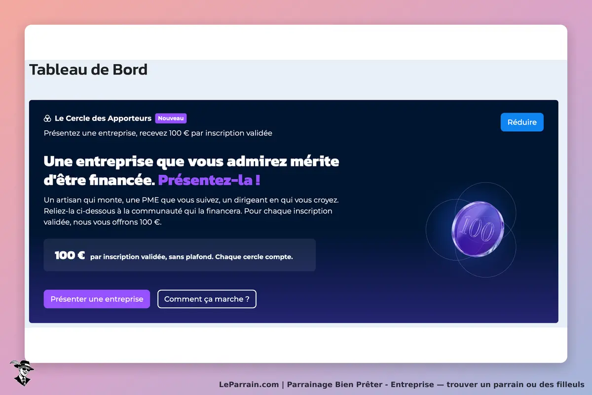 Bien Prêter - Entreprise : bien Prêter : tableau de bord avec une invitation à présenter une