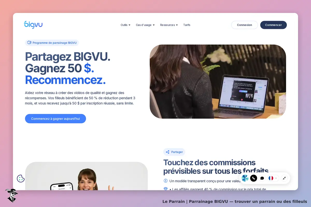 Page parrainage de BIGVU