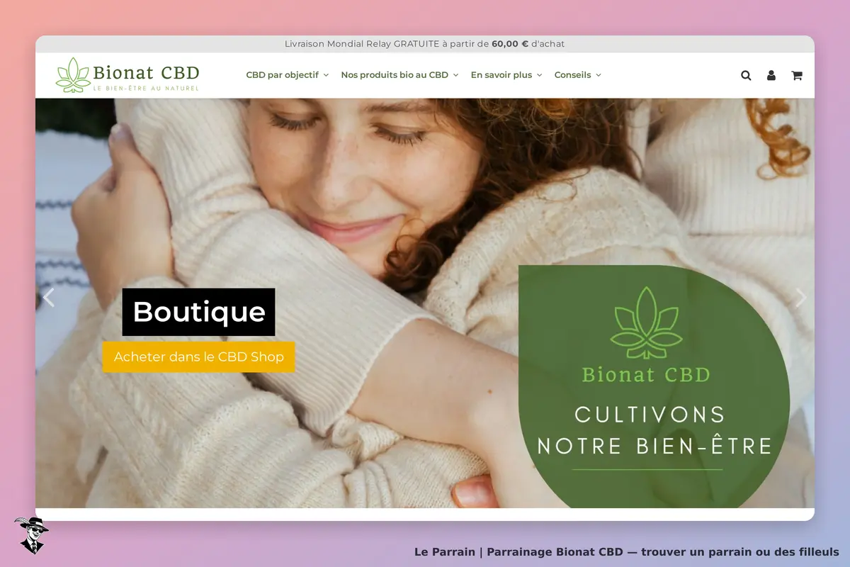 Page d'accueil de Bionat CBD