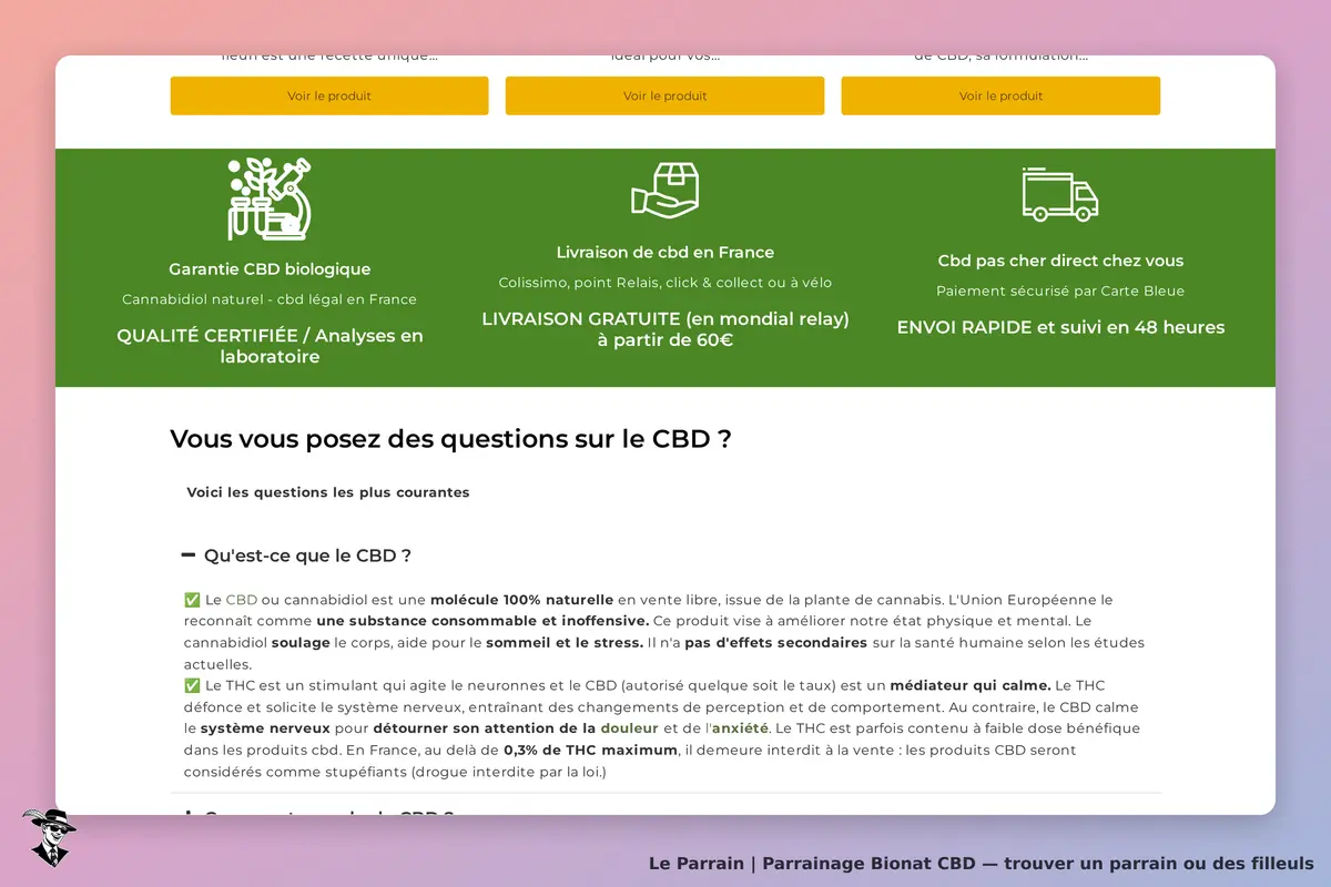 Capture d'écran de Bionat CBD
