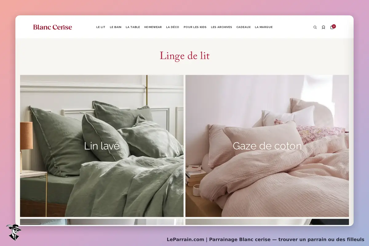 Blanc Cerise : catégorie Linge de lit avec des images de lin lavé et de gaze de coton