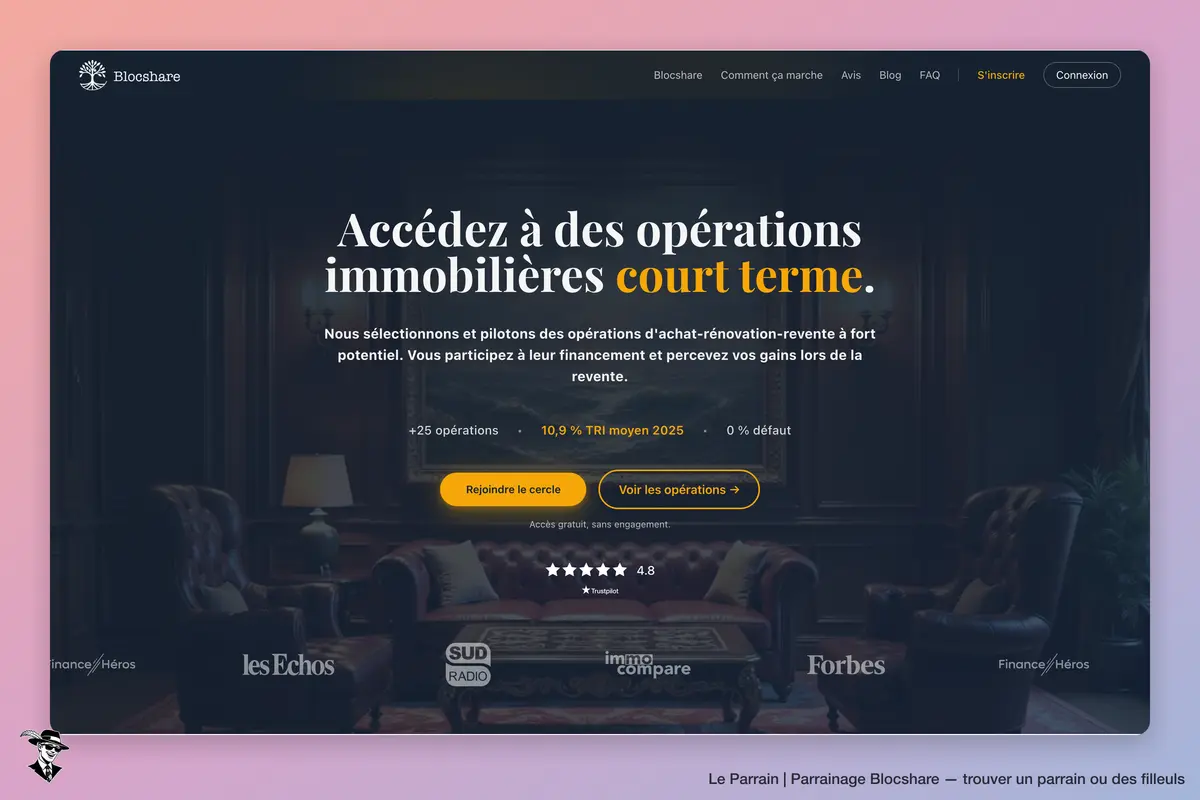 Page d'accueil de Blocshare