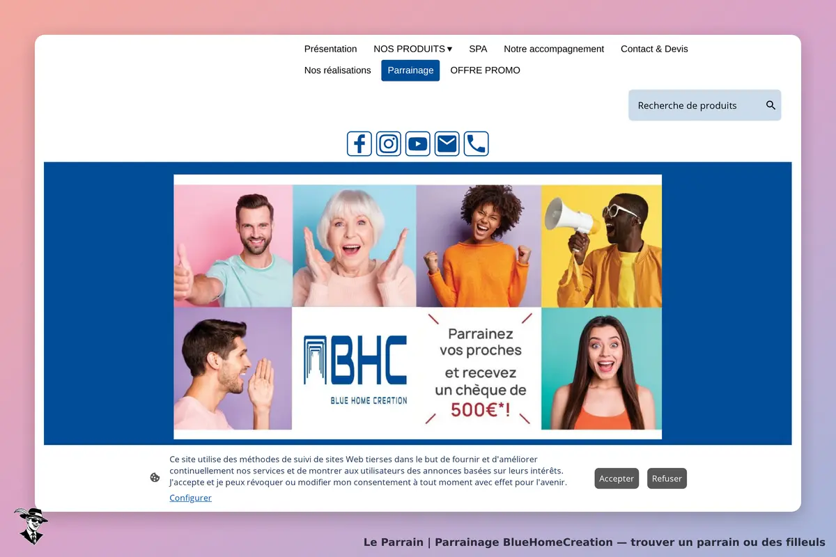 Page parrainage de BlueHomeCreation