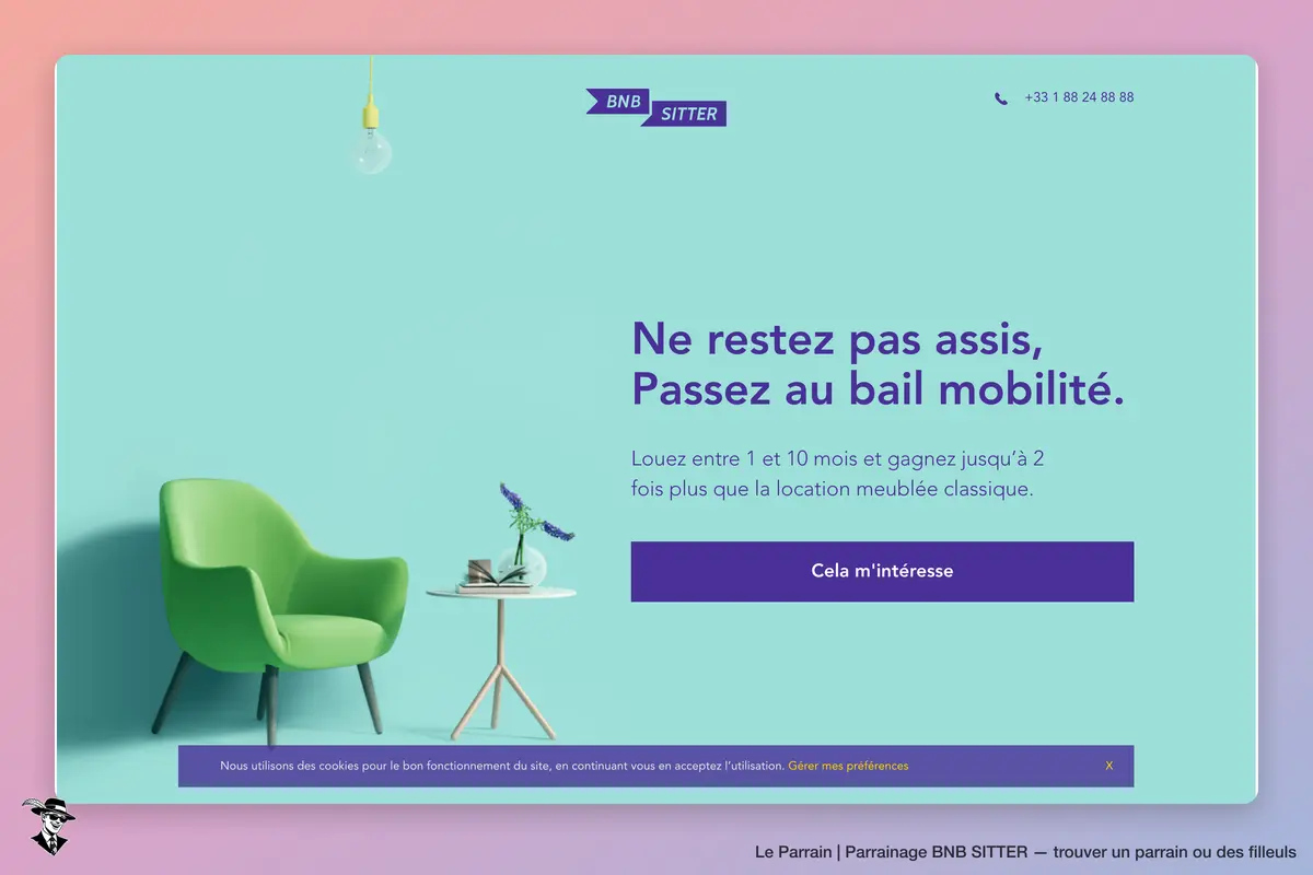 Page d'accueil de BNB SITTER