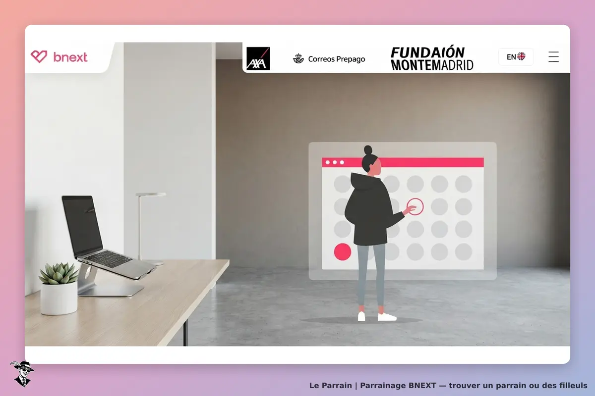 BNEXT : une personne interagit avec une interface numérique dans un espace moderne
