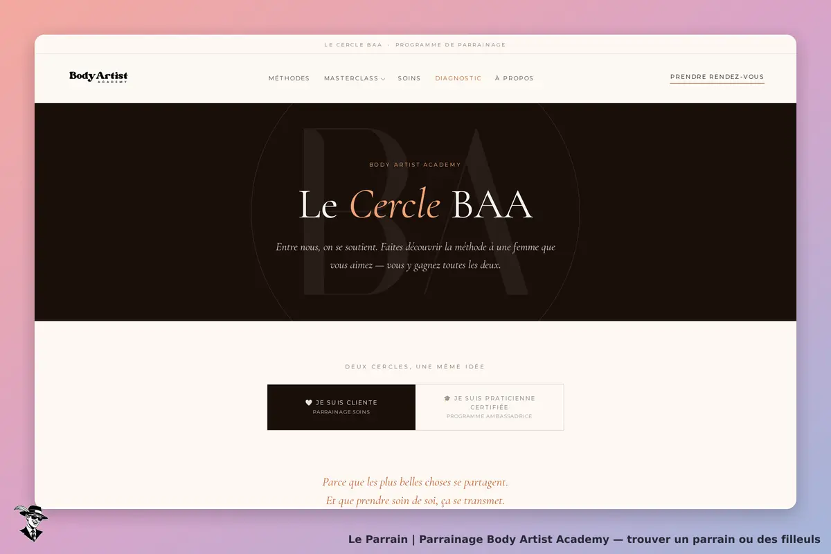 Page parrainage de Body Artist Academy