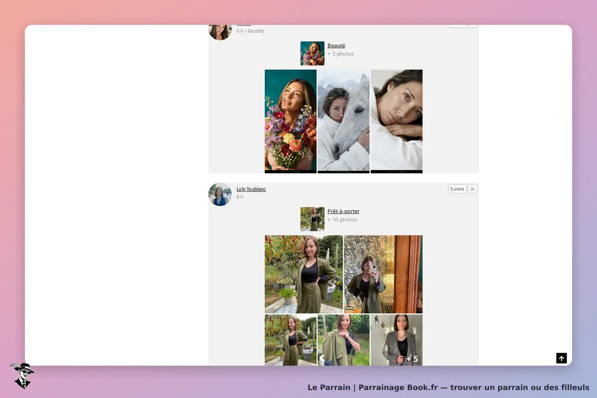 Book.fr : page d'accueil avec des photos de mode et de beauté, utilisateurs et catégories