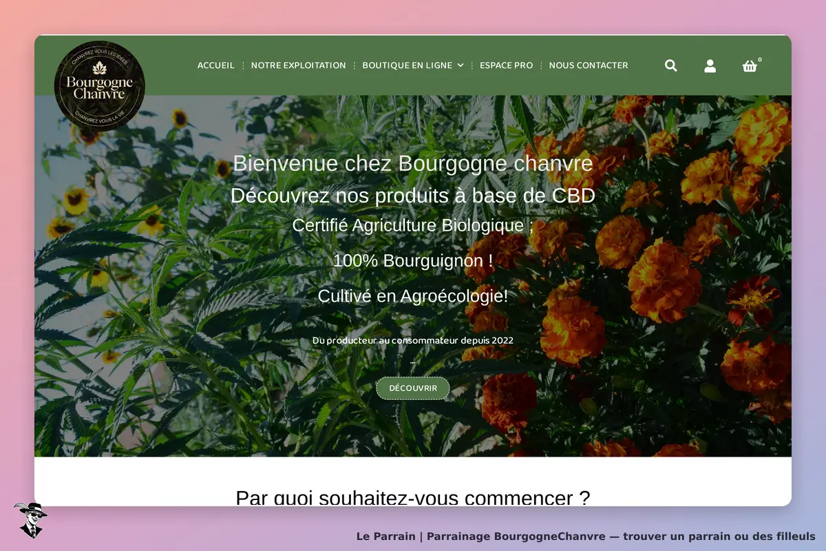 BourgogneChanvre : bourgogne Chanvre : page d'accueil avec plantes de chanvre et fleurs colorées