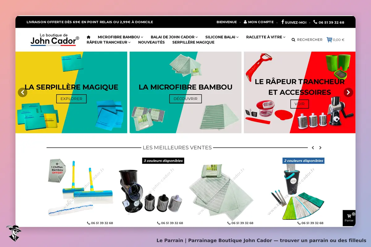 Page d'accueil de Boutique John Cador