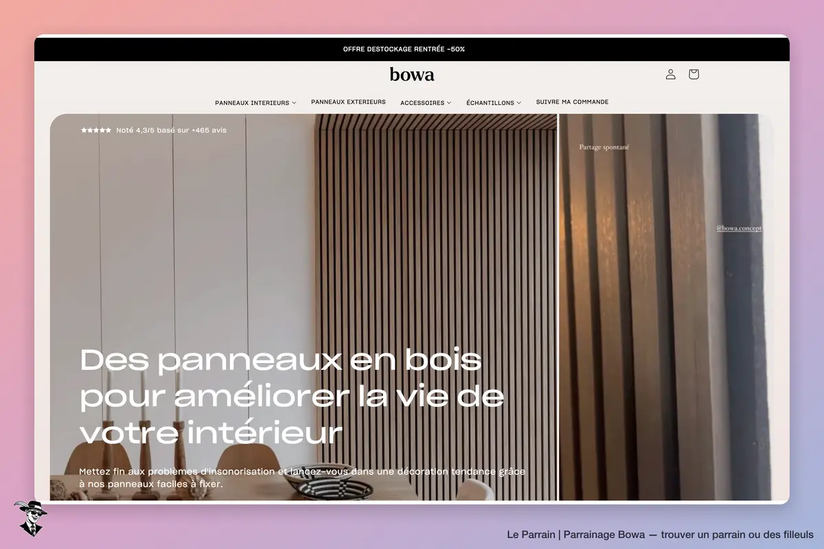 Page d'accueil de Bowa