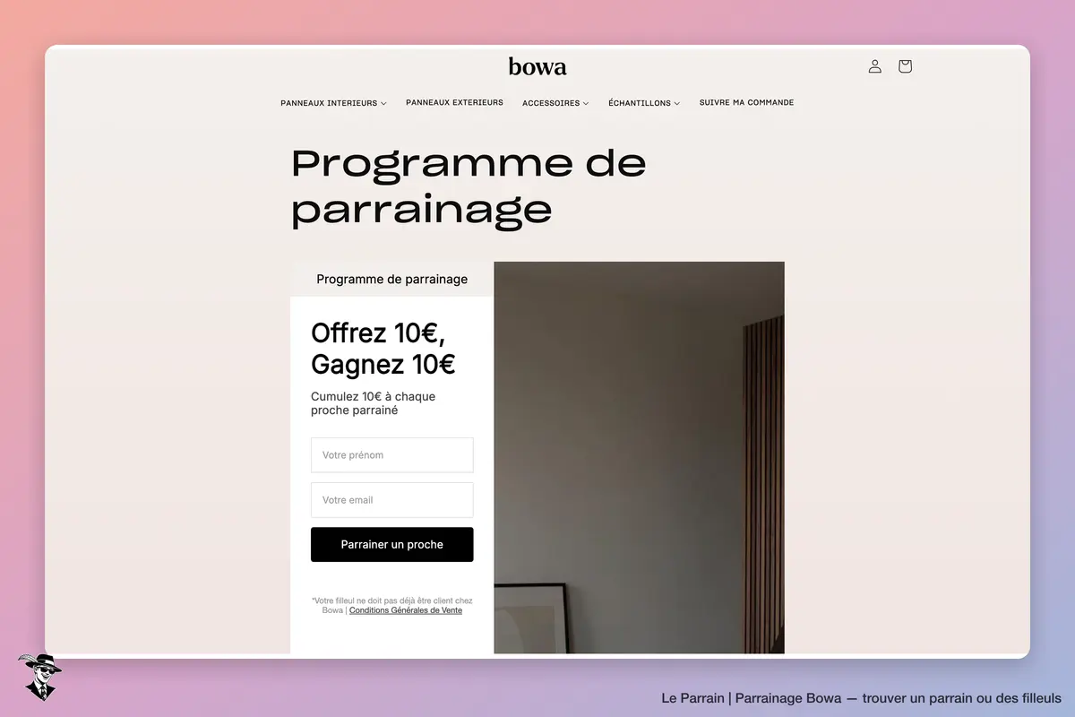 Page parrainage de Bowa