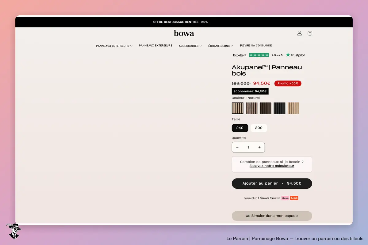 Page produit de Bowa