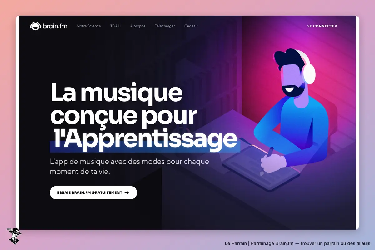 Page d'accueil de Brain.fm