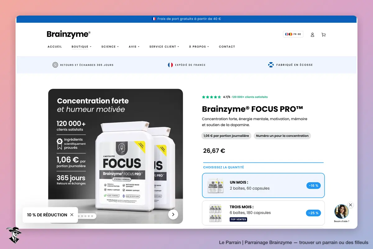 Page produit de Brainzyme